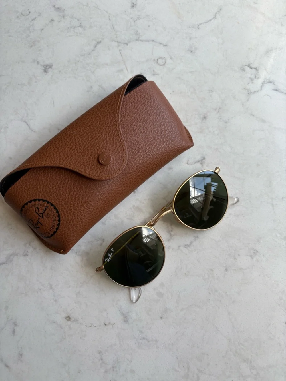 Ray-Ban Gold Frame Sunglasses with Green Lenses